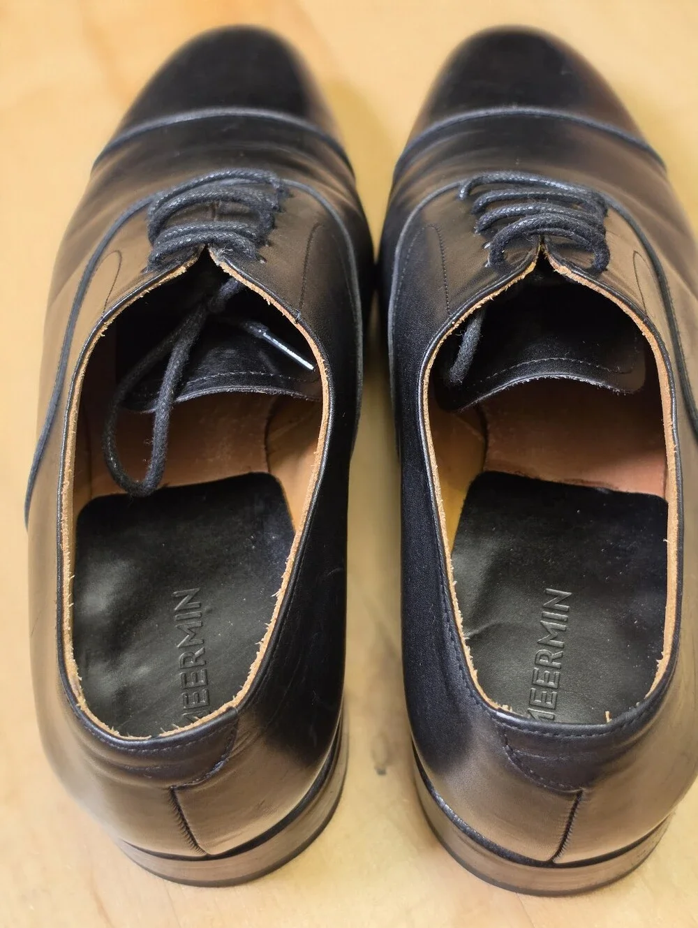 Meermin 101198 Black Oxford Dress Shoes UK 7.5 G / US 8.5 3E Wide calf Leather